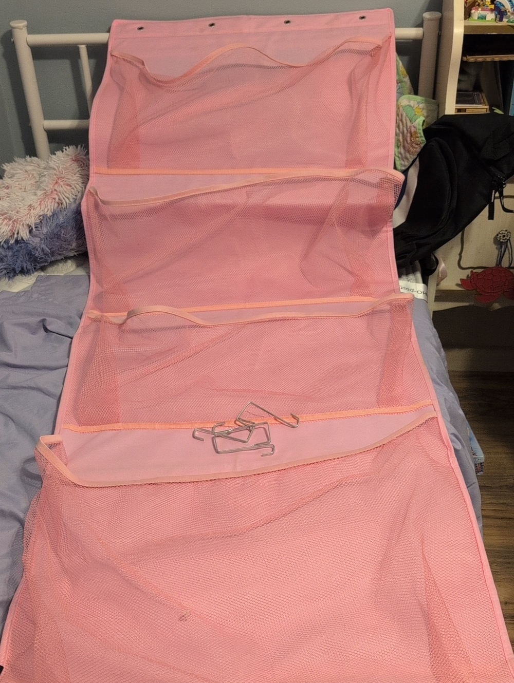 Pink Mesh Hanging Organizer - Unbranded